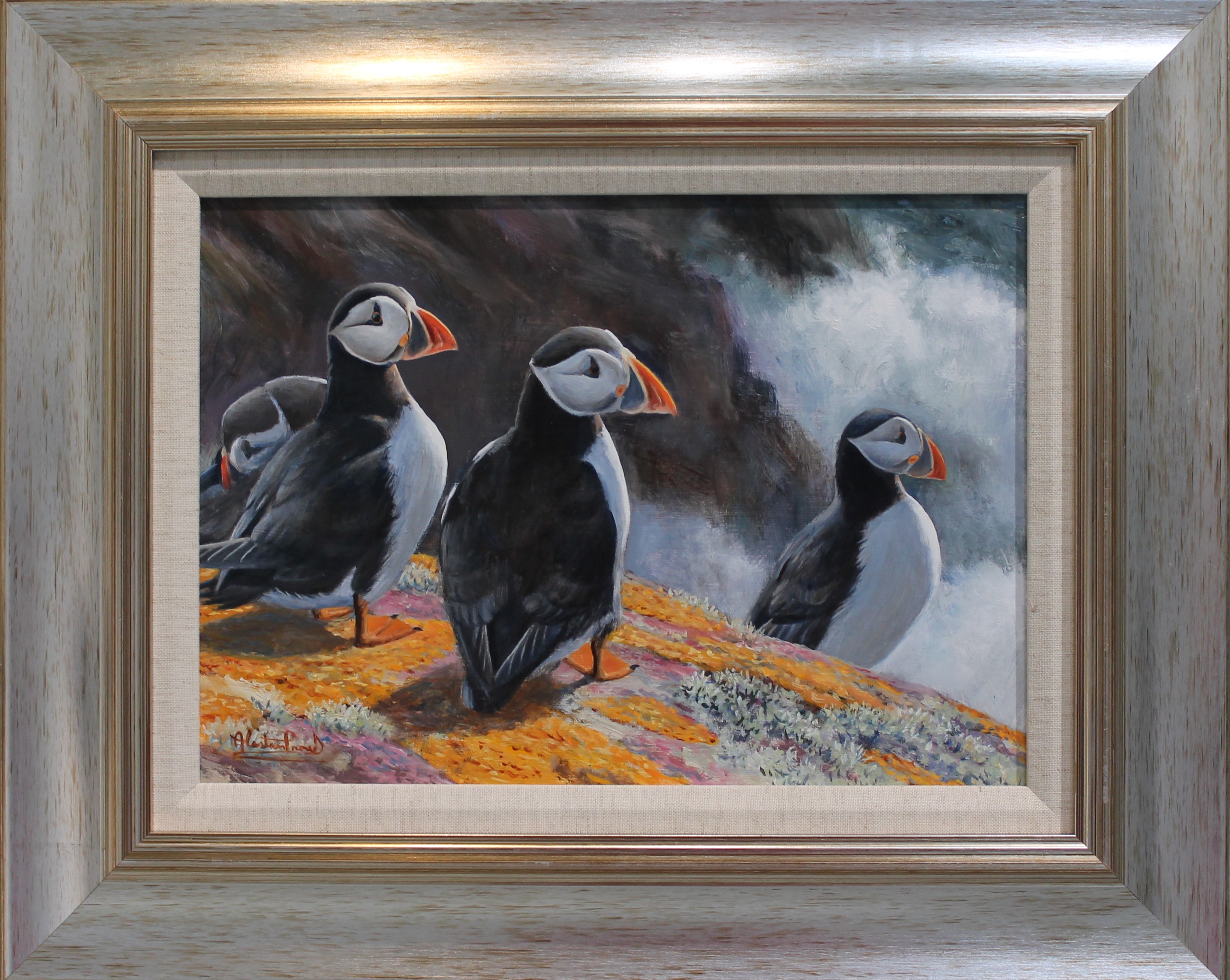 Alastair Proud - Puffins and Skokholm Colours - framed